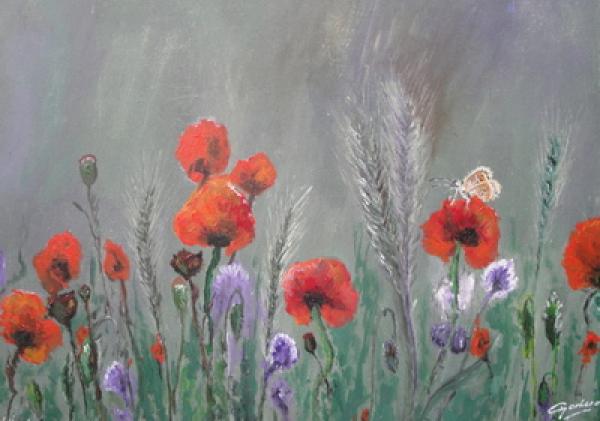Schilderij van bloemen