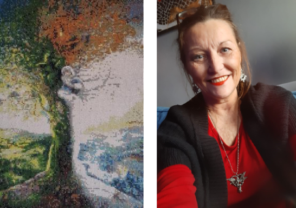 Kunstwerk van boom en Marie-Line Duhot