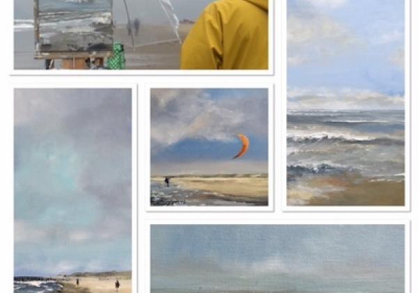 Collage van olieschilderijen