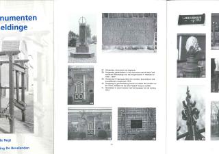 Links voorblad van boek "Kleine monumenten in Wemeldinge", rechts 2 pagina's uit hetzelfde boek