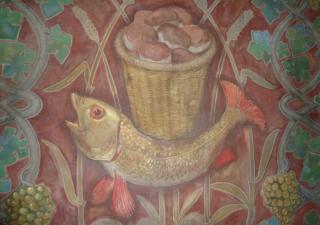 Detail muurschildering vis