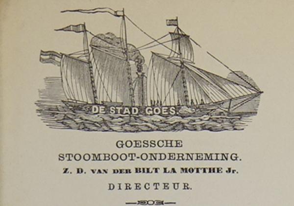 Briefhoofd met boot en de tekst "De stad Goes"