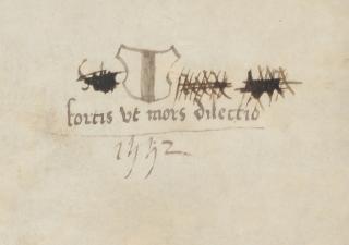  Schild, spreuk en het jaartal 1552 (scan 280)