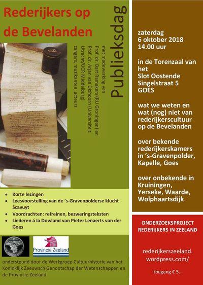 Publieksdag Rederijkersonderzoek Zeeland 6 oktober