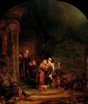 Groetenisse van Maria aan Elisabeth, Rembrandt 1640