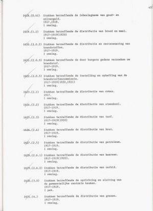 Pagina uit de inventaris van het zgn. Oorlogsarchief.