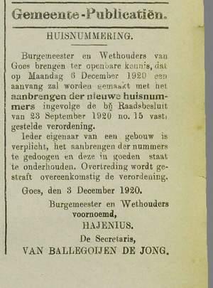 Uit de Goessche Courant van 4 december 1920