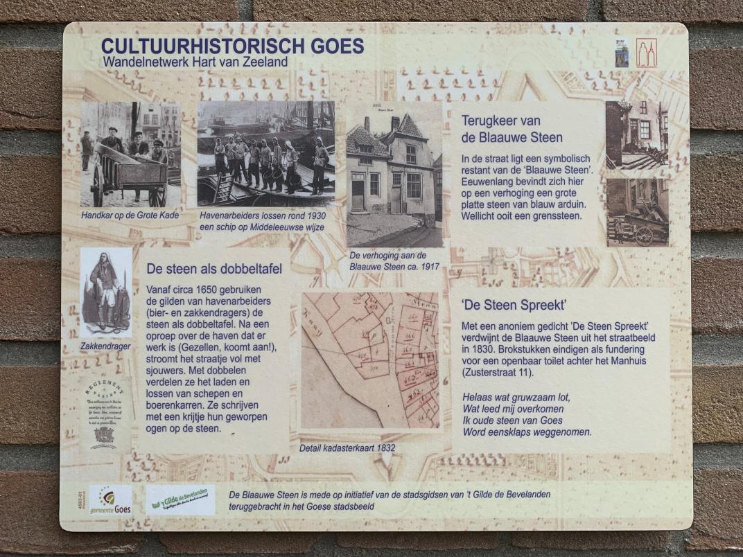 Informatiebordje Cultuurhistorisch Goes bij de Blaauwe Steen