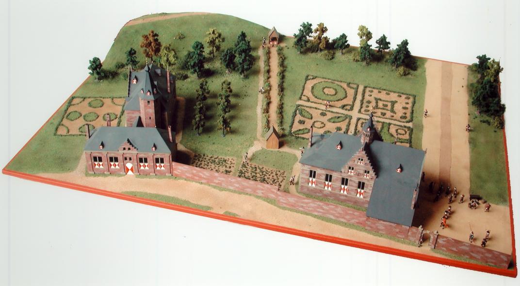 Een foto van een maquette van de Schuttershoven