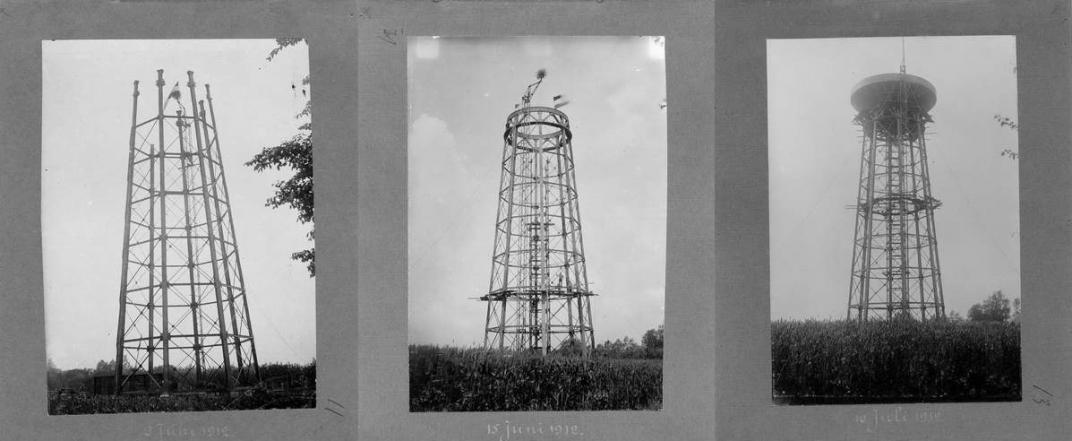 Serie foto's van de bouw van de watertoren