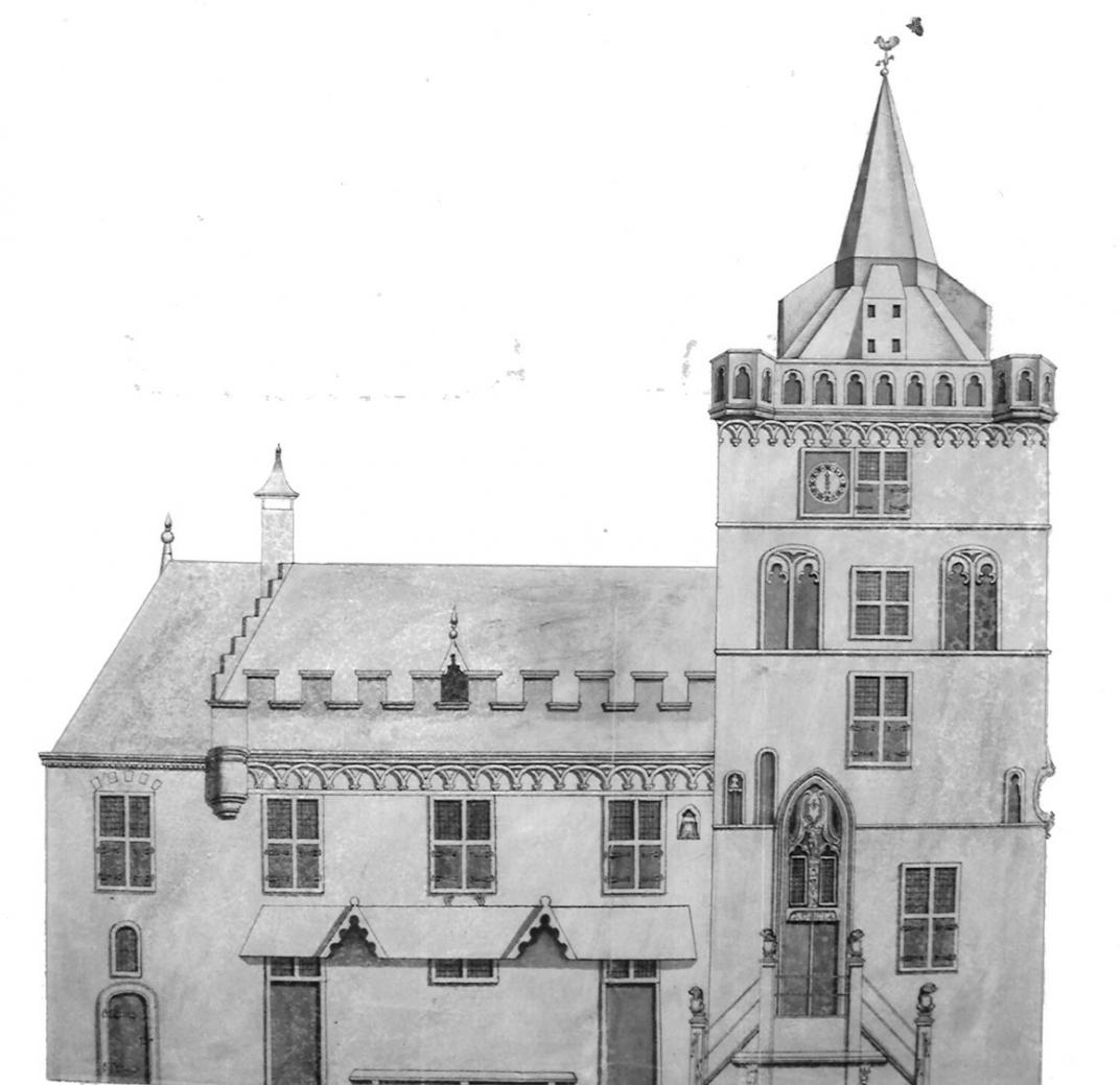 Tekening van het Stadhuis uit 1771 door Hendrik van Diest