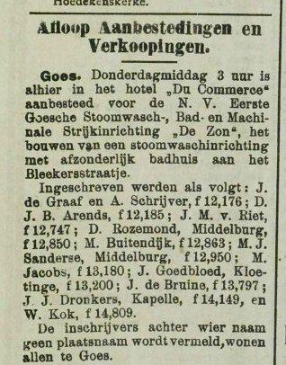 Krantbericht met de kop "afloop aanbestedingen en verkoopingen"