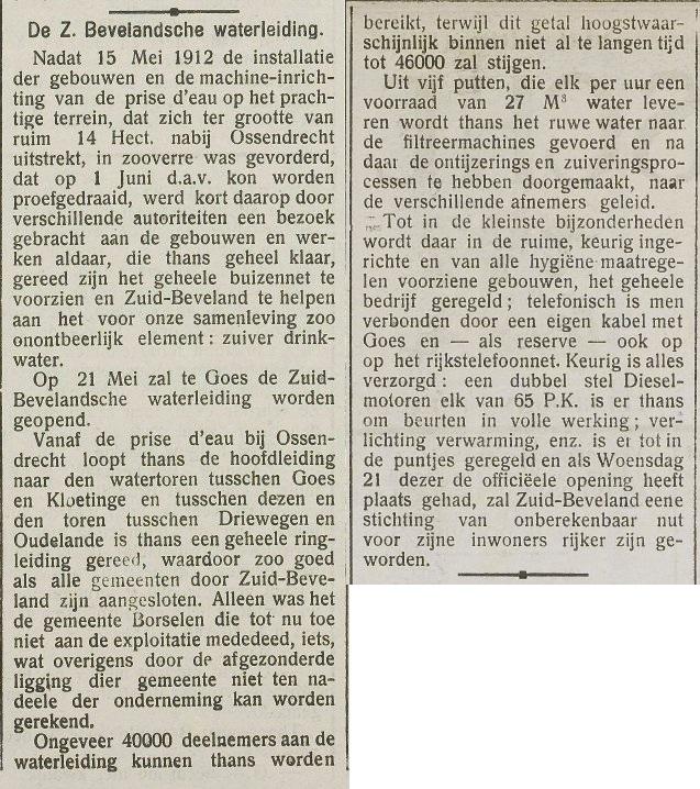 Krantberichten met de kop "De Z. Bevelandsche waterleiding"