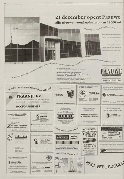 Advertentie voor de Paauwe meubeltoonzaal