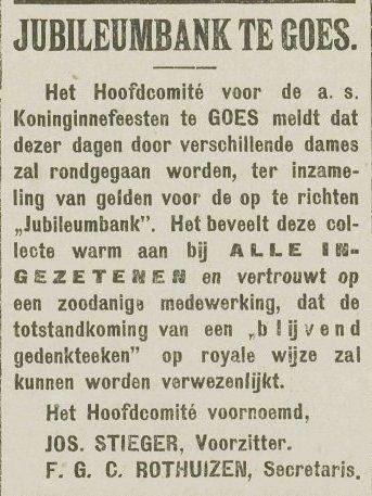 Aankondiging van de jubileumbank in de krant