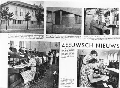 Fotocollage van de telefooncentrale met grote tekst "Zeeuwsch nieuws"