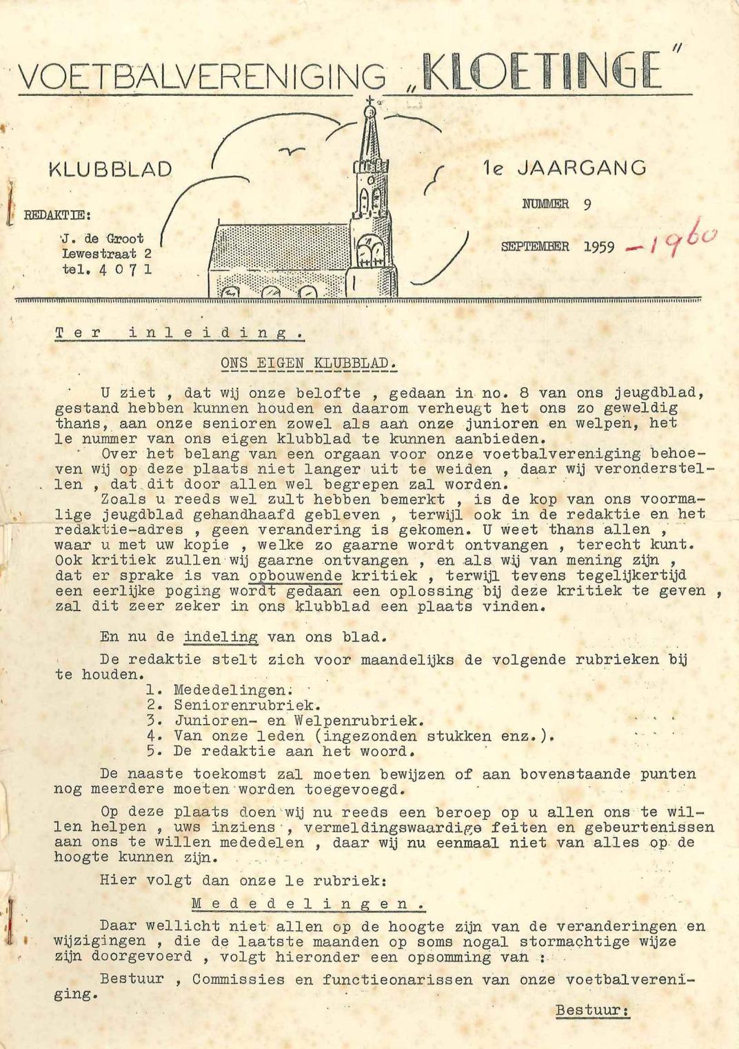 Pagina van het clubblad