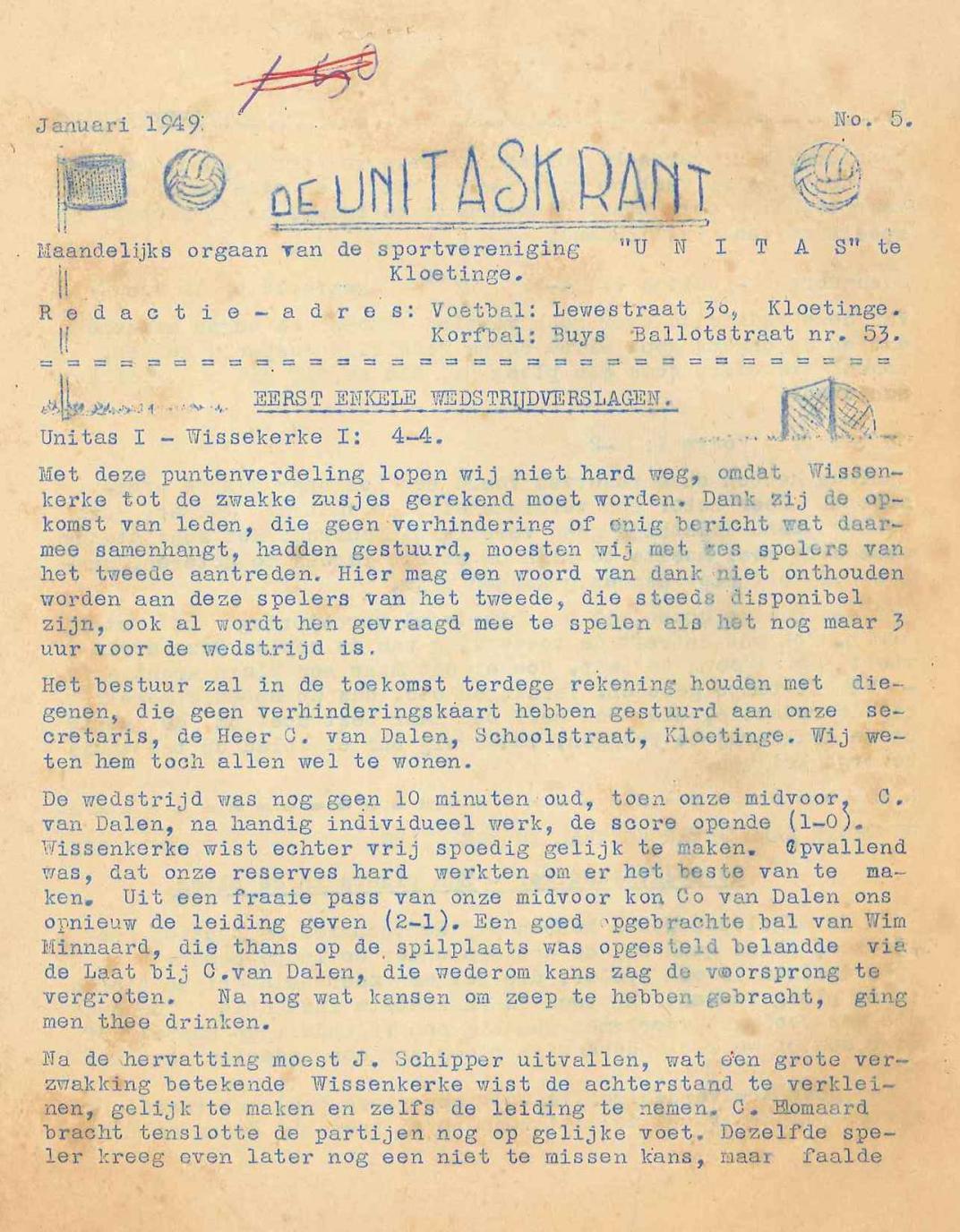 Pagina van "De Unitas Krant"