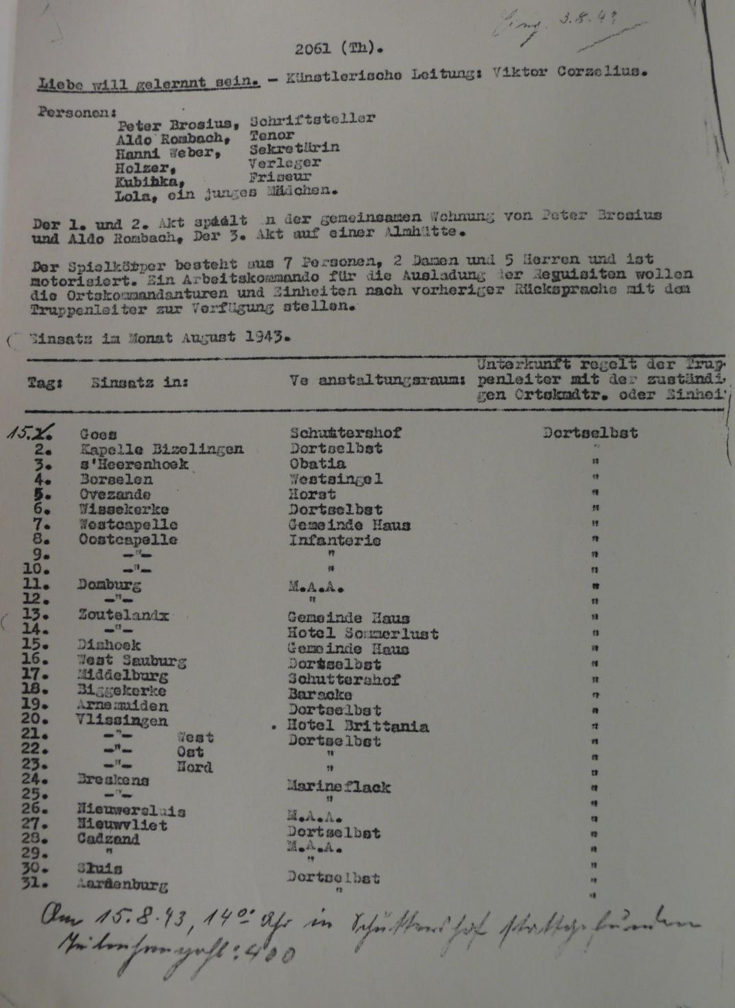 Pagina met informatie betreffende een voorstelling