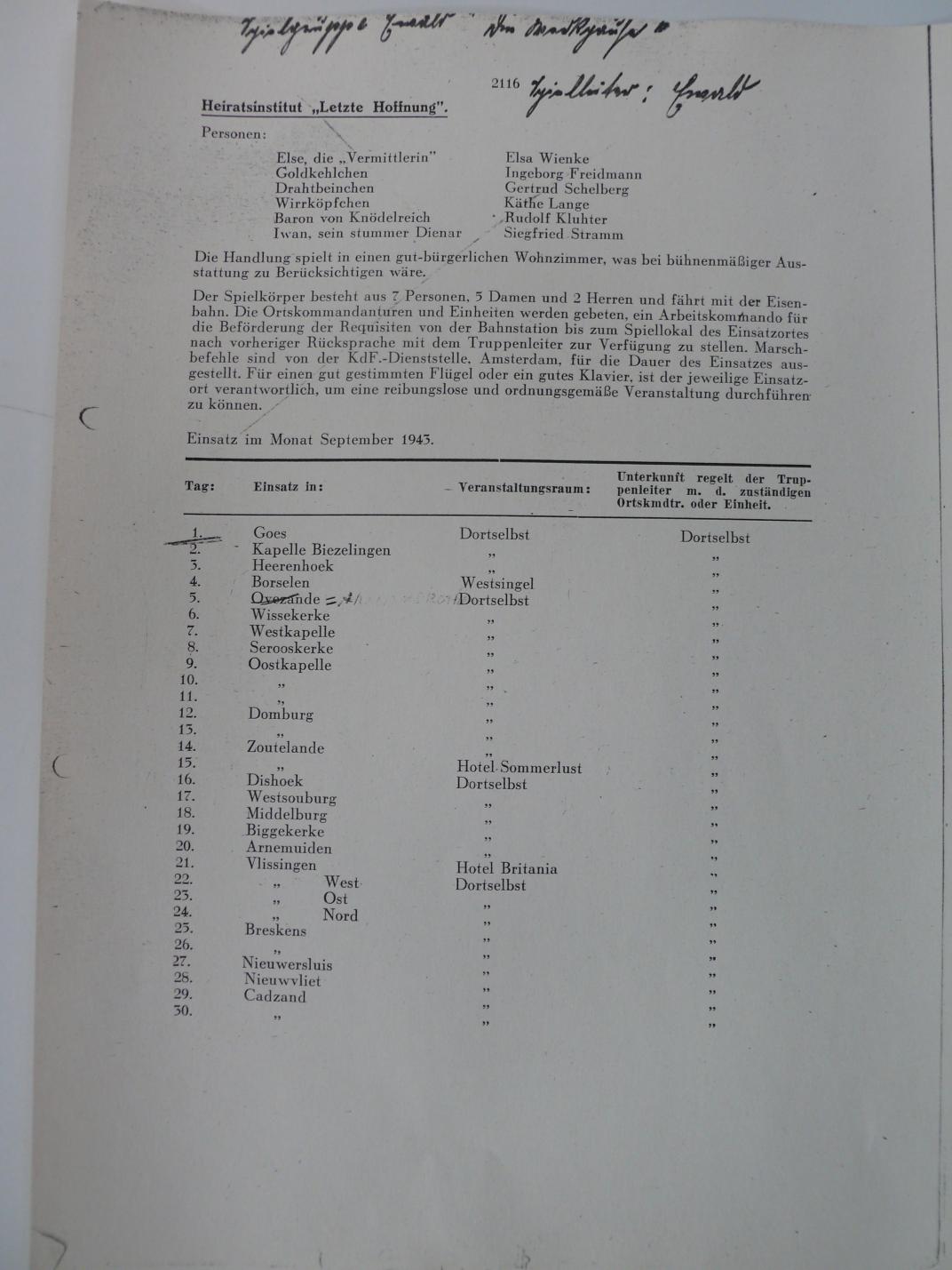 Pagina met informatie betreffende een voorstelling