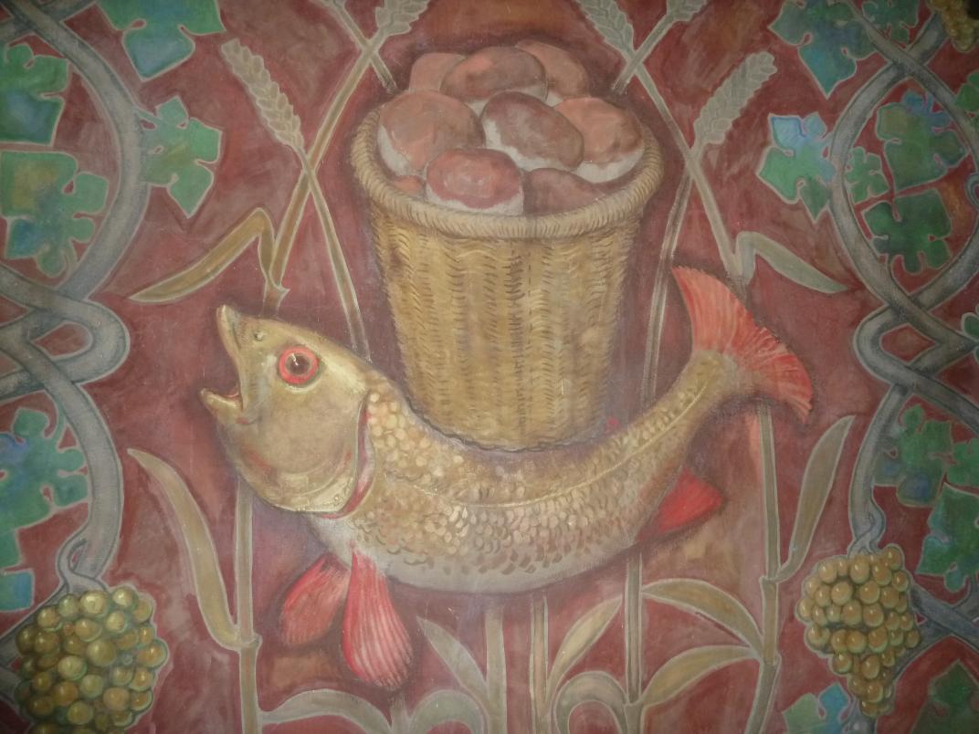 Detail muurschildering vis