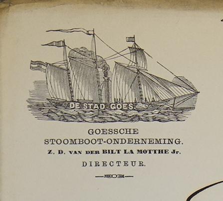 Briefhoofd met boot en de tekst "De stad Goes"