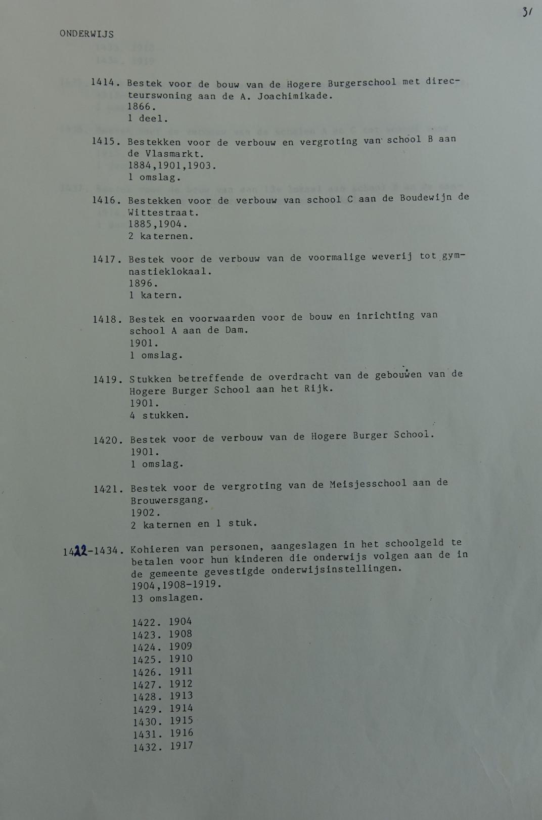 Pagina uit inventaris