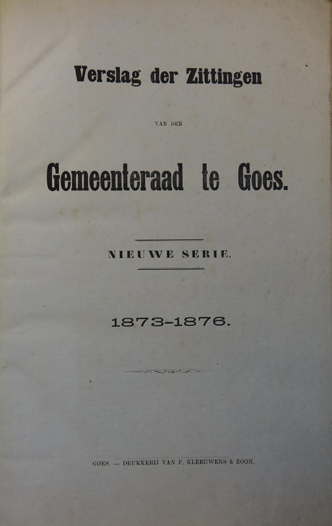 Voorblad van 'Verslag der Zittingen'