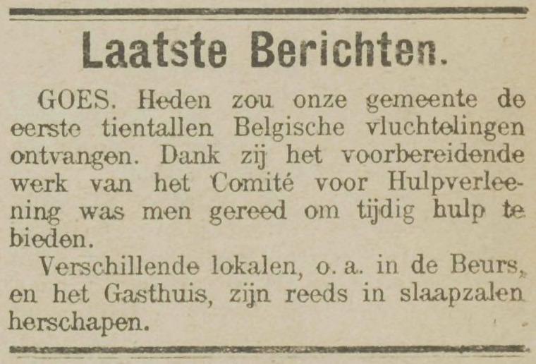 Krantenbericht met titel "Laatste Berichten"