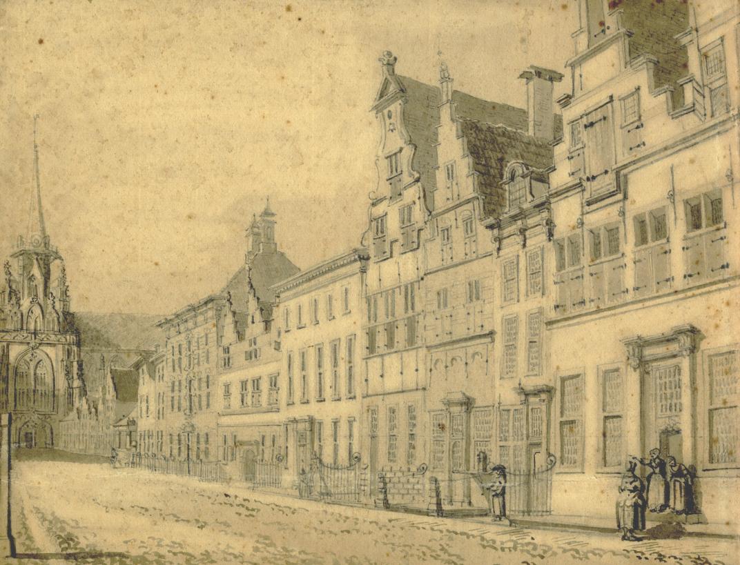 De Grote Markt, links is de toren van de Grote Kerk zichtbaar