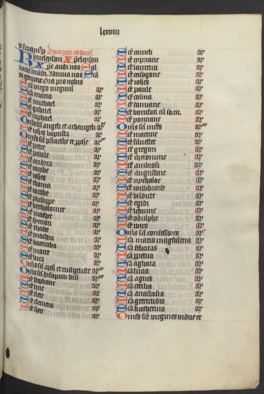 Afb 3: Litanie van de heiligen die tijdens de Paaswake werd gereciteerd (fol. 78r)