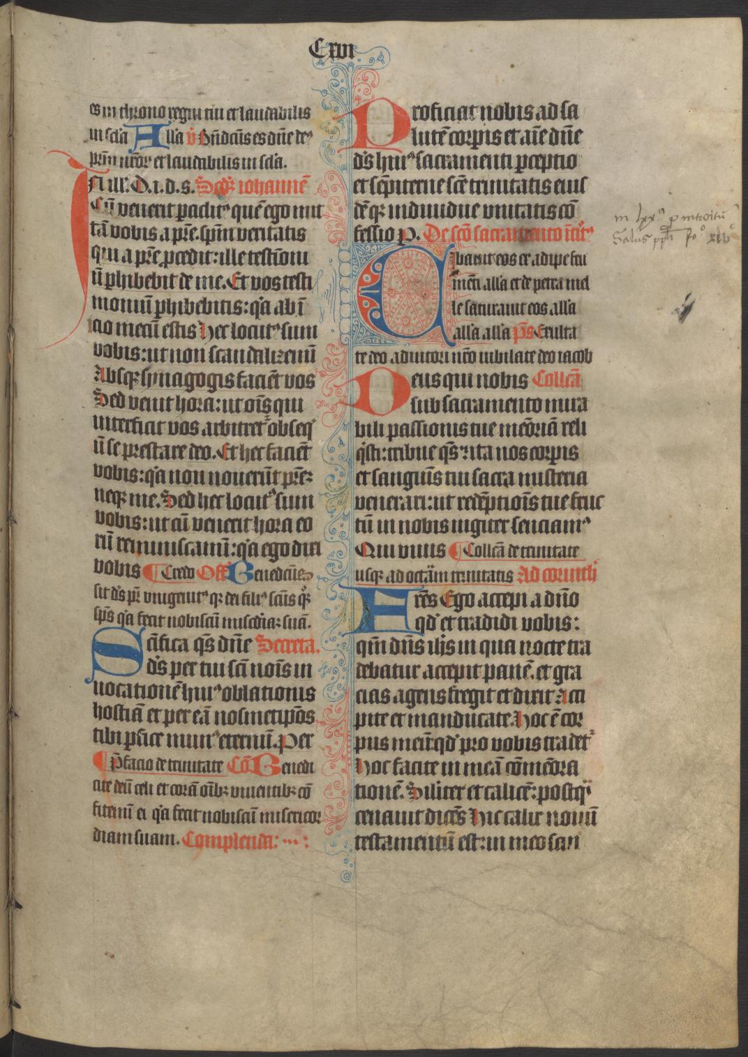 Afb. 4: Delfts penwerk en in de marge een later toegevoegde verwijzing naar fol. 14 (fol. 116r (scan 201))